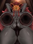 anthro arm_hair armpit_hair big_breasts big_butt big_nipples body_hair breasts butt facial_markings female gaping gaping_nipples hair hairy hairy_pussy head_markings huge_breasts huge_butt huge_nipples long_tongue markings mask mask_(marking) nipples overweight red_hair slightly_chubby solo tongue feelingfun league_of_legends riot_games tencent chosen_of_the_wolf_kindred kindred_(lol) lamb_(lol) 3:4 absurd_res hi_res