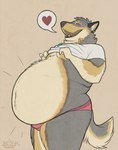 anthro belly big_belly bloated blush clothing feedee feeder feederism fur huge_belly male obese overweight overweight_anthro simple_background slightly_chubby solo underwear weight_gain bask bask_(character) canid canine canis domestic_dog mammal