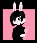 2016 alpha_channel anthro beverage black_hair bored breasts bunny_(cartoonist) clothed clothing female fur glass hair half-closed_eyes hi_res lagomorph laitbunny leporid mammal narrowed_eyes rabbit solo white_body white_fur