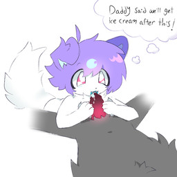 animal_genitalia animal_penis anthro bodily_fluids canine_genitalia canine_penis duo fluffy fluffy_tail fur genitals hair lying male male/male penis purple_hair saliva tail text white_body white_fur eepydoggy canid canine canis mammal wolf 1:1 english_text hi_res incest_(lore)