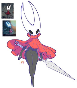 2_horns antennae_(anatomy) anthro biped black_body black_eyes bottomless butt cape cloak clothed clothing exhibitionism female genitals holding_melee_weapon holding_object holding_sword holding_weapon horn melee_weapon nail_(weapon) nude partially_clothed red_cloak red_clothing simple_background solo standing sword topwear vulva weapon white_background sharalythesheep hollow_knight:_silksong hollow_knight_(franchise) team_cherry hornet_(hollow_knight) arthropod absurd_res digital_media_(artwork) hi_res reference_image