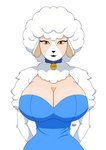 accessory anthro big_breasts blush breasts clothed clothing collar dress female fur hair happy huge_breasts looking_at_viewer mature_anthro mature_female open_mouth simple_background smile solo thick_thighs topwear white_background white_body white_fur wool_(fur) anuvisur_(artist) the_walten_files sha_(twf) bovid caprine mammal sheep absurd_res digital_media_(artwork) hi_res