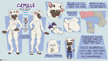 animal_genitalia animal_penis anthro anus backsack balls breasts butt darkened_genitalia equine_genitalia equine_penis fully_sheathed genitals gynomorph intersex penis sheath solo standing flat_triangles bovid caprine mammal sheep absurd_res hi_res model_sheet trans_(lore)