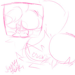anthro butt butt_crush duo facesitting female male male/female sitting_on_another sugarjester 1:1 absurd_res comic hi_res monochrome pink_and_white