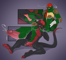 2_toes 3_fingers 3_toes anthro balls between_toes bodily_fluids cum cumshot duo ejaculation erection feet fingers foot_fetish foot_grab foot_lick foot_play footjob genital_fluids genitals hair half-closed_eyes horn humanoid_genitalia humanoid_penis leaking_cum licking male male/male mask narrowed_eyes nipples nude open_mouth orgasm penis penis_between_toes plantigrade saliva saliva_on_foot sex shell simple_background sitting smile soles spread_legs spreading tail toe_lick toejob toes tongue tongue_out mishajeans mythology teenage_mutant_ninja_turtles raphael_(tmnt) dragon mythological_creature mythological_scalie reptile scalie turtle absurd_res digital_media_(artwork) hi_res