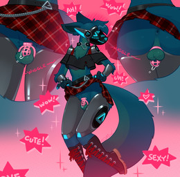 alternative_fashion anthro anus backsack balls biped black_body black_clothing black_shirt black_topwear blush blush_lines bodily_fluids boots bottomwear chastity_cage chastity_device choker clothed clothing clothing_lift crop_top crossdressing cutaway emo eyes_closed femboy fluffy fluffy_tail footwear genital_fluids genitals head_tuft jewelry leaking_precum machine male midriff miniskirt necklace no_underwear nub_chastity_cage partially_clothed pattern_bottomwear pattern_clothing pattern_skirt penis pink_chastity_cage plaid plaid_bottomwear plaid_clothing plaid_skirt precum presenting presenting_penis screen screen_face shirt shoes skirt skirt_lift solo tail text topwear tuft somik protogen 2023 english_text hi_res