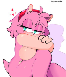 anthro breasts female green_eyes hair heart_symbol multicolored_body nude pink_body pink_hair simple_background solo tan_body two_tone_body quavernsfw sega sonic_the_hedgehog_(series) amy_rose eulipotyphlan hedgehog mammal 2025 hi_res