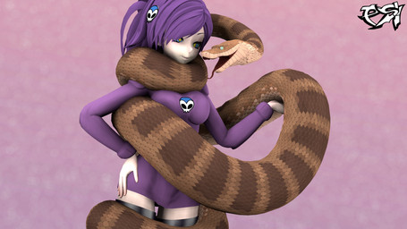 ambiguous_gender black_clothing black_legwear black_thigh_highs brown_body brown_scales clothed clothed_female clothed_human clothing coiling duo female female_on_human feral hair hypnosis hypnotic_eyes legwear mind_control purple_clothing purple_hair ringed_eyes scales thigh_highs psikokinetic the_jungle_book kaa_(jungle_book) zone-tan human mammal python reptile scalie snake 16:9 2026 hi_res widescreen male_(lore)