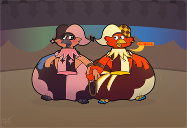 anthro ball blush clothing clown confusion cursed cursed_clothing doodlepage growth hand_on_hip inflation jester juggle juggler juggling performance raised_leg shocked juicyberta european_mythology greek_mythology mythology roberta_puddin_(epsipep) avian bird kakapo mythological_avian mythological_bird mythological_creature mythological_firebird parrot phoenix strigopoid absurd_res hi_res icon