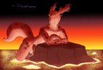 anthro anthrofied balls genitals lava male nude penis pokemorph red_body red_penis rock solo daikuhiroshiama nintendo pokemon generation_2_pokemon pokemon_(species) slugma