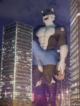 anthro bodily_fluids boots boxers_(clothing) building building_sex bulge city clothing dry_humping footwear genital_fluids humping macro male muscular muscular_anthro muscular_male night precum rampage shoes solo teeth teeth_showing tongue tongue_out underwear bigkami canid canine canis mammal wolf 2025 3d_(artwork) blender_(artwork) digital_media_(artwork) hi_res