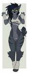 2014 5_fingers aimi anthro black_fur black_hair black_nose bottomless breasts canine clothing ear_piercing female fingerless_gloves fur gloves green_eyes hair long_hair looking_at_viewer mammal navel piercing plain_background solo standing torn_clothing
Rating: Questionable
Score: 41
User: Finchmaster
Date: February 27, 2014