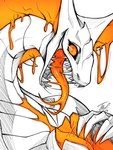 ambiguous_gender claws glowing glowing_tongue long_tongue open_mouth orange_eyes solo teeth tongue fefairy mythology dragon mythological_creature mythological_scalie reptile scalie snake viper 2023 digital_media_(artwork)