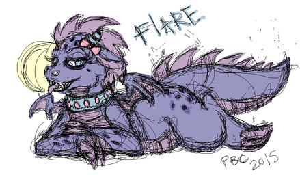 accessory blue_eyes bow_(feature) bow_accessory bow_ribbon collar female hair_accessory hair_bow hair_ribbon horn lying on_front purple_body purple_scales ribbons scales semi-anthro solo spiked_tail spikes spikes_(anatomy) tail tongue tongue_out wings pbc punkbawkchicken little_charmers mythology flare_(little_charmers) dragon mythological_creature mythological_scalie scalie 2015