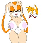 aged_up areola big_breasts blood blush bodily_fluids breasts dialogue embarrassed female genitals long_ears nipples nosebleed nude open_mouth orange_eyes pink_areola pink_nipples pussy shy surprised sweat little-gray-bunny third-party_edit sega sonic_the_hedgehog_(series) cream_the_rabbit miles_prower canid canine fox lagomorph leporid mammal rabbit 1:1 2016 hi_res