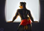 anthro athletic athletic_anthro athletic_male back_muscles black_body black_fur black_nose boxer_briefs brown_body brown_fur butt clothing docked_tail floppy_ears fur humanoid_hands leaning leaning_forward looking_away looking_through looking_through_window male multicolored_body multicolored_fur raised_tail rear_view red_clothing red_underwear short_tail simple_background solo spread_arms standing tail tight_clothing two_tone_body two_tone_fur underwear window jakensitou jason_tripps tripps canid canine canis domestic_dog mammal mastiff molosser rottweiler portrait three-quarter_portrait