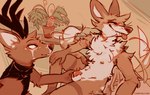 anthro anthro_on_anthro antlers ball_fondling balls biped blep blush brown_body brown_fur duo eyes_closed flaccid fondling fur genitals horn humanoid_genitalia humanoid_penis inside male male/male male_anthro multicolored_body multicolored_fur nipples nude_anthro nude_male penis smile tail tail_motion tailwag tan_body tan_fur tongue tongue_out white_balls white_body white_fur lawyerdog cantio_(lawyerdog) panko_(lawyerdog) canid canine canis coyote deer mammal 2025 digital_media_(artwork) hi_res