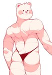 anthro anthrofied biped black_eyes blush blush_stickers butt clothing dot_eyes fur head_tuft looking_at_viewer looking_back looking_back_at_viewer male male_anthro muscular muscular_anthro muscular_male pink_nose rear_view red_clothing red_underwear simple_background smile solo standing tail tuft underwear white_background white_body white_fur dobyghost qsmp cucurucho_(qsmp) bear federation_worker mammal aliasing digital_media_(artwork) hi_res shaded