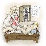 4_toes 5_fingers anthro anthro_on_anthro anthro_penetrated anthro_penetrating anthro_penetrating_anthro areola barefoot beak big_breasts black_clothing black_eyewear black_suit black_sunglasses black_text blonde_hair blue_eyes bottomless bottomless_anthro bottomless_female breasts brown_eyes claws cleavage clothed clothed_anthro clothed_male clothing cowgirl_position curly_hair desk dialogue door doorway earpiece eyelashes eyewear feathers feet female female_anthro female_penetrated fingers fluffy fluffy_tail from_front_position fur furniture grey_beak grey_body grey_ears grey_fur group gun hair half-closed_eyes hand_on_belly hand_on_leg hand_on_thigh handgun head_tuft head_turned holding_gun holding_handgun holding_object holding_pistol holding_ranged_weapon holding_weapon inside interspecies kneeling looking_aside male male/female male_anthro male_penetrating male_penetrating_female multicolored_body multicolored_feathers narrowed_eyes nipple_outline nude nude_anthro nude_male on_bottom on_desk on_top open_mouth partial_speech_bubble pawpads pen penetration penile penile_penetration penis_in_pussy pink_areola pink_clothing pink_pawpads pink_shirt pink_topwear pistol pointy_ears prick_ears pupils ranged_weapon sex shirt straddling suit sunglasses table tail talking_to_another text toe_claws toes topwear towel trio tuft two_tone_body two_tone_feathers vaginal vaginal_penetration walk-in weapon white_body white_claws white_ears white_feathers white_fur yellow_body yellow_feathers meowmere avian bird canid canine canis cockatoo domestic_cat felid feline felis mammal parrot wolf 2025 english_text hi_res