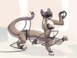 entangled male simple_background solo space_otter virtual_reality vr_controller vr_headset wire alsinhyena mammal mammal_taur mustelid mustelid_taur otter otter_taur taur hi_res