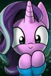 blurred_background clothing eyelashes female feral hair happy horn looking_at_viewer multicolored_hair shirt smile solo topwear two_tone_hair dori-to friendship_is_magic hasbro my_little_pony mythology starlight_glimmer_(mlp) equid equine mammal mythological_creature mythological_equine unicorn 2017 2:3 portrait reaction_image