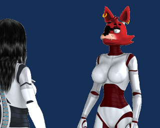 angry anthro big_breasts black_hair breasts crossgender duo ear_piercing ear_ring eye_patch eyewear face_slap female female/female female_anthro female_humanoid hair harassment humanoid_on_anthro long_hair looking_at_another machine mtf_crossgender nipple_outline piercing ring_piercing sharp_teeth slap spine surprised teeth white_body white_eyes disembowell_(artist) disembowell_(modeler) five_nights_at_freddy's scottgames foxy_(fnaf) animatronic canid canine fox humanoid mammal robot robot_anthro robot_humanoid 2015 3d_(artwork) 3d_animation 5:4 animated digital_media_(artwork) low_res
