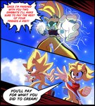 angry anthro clothing cloud female group happy light male perspective short text trio blue_archer_(artist) idw_publishing sega sonic_the_hedgehog_(comics) sonic_the_hedgehog_(idw) sonic_the_hedgehog_(series) amy_rose sonic_the_hedgehog super_amy_rose super_sonic surge_the_tenrec afrosoricid eulipotyphlan hedgehog mammal tenrec absurd_res colored comic hi_res lighting