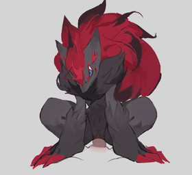 anthro anthro_focus anthro_penetrated arm_tuft biped black_body black_fur blue_eyes chest_tuft claws closed_smile crouching_cowgirl disembodied_penis duo female female_anthro female_focus female_penetrated finger_claws front_view fur fur_tuft genitals grey_background grey_body grey_fur head_tuft male male/female mouth_closed multicolored_body multicolored_fur penetration penile penile_penetration penis penis_in_vagina red_body red_claws red_fur simple_background smile solo_focus tuft two_tone_body two_tone_fur vaginal vaginal_penetration vulva ramssa nintendo pokemon generation_5_pokemon pokemon_(species) zoroark 2026 digital_drawing_(artwork) digital_media_(artwork) hi_res shaded soft_shading