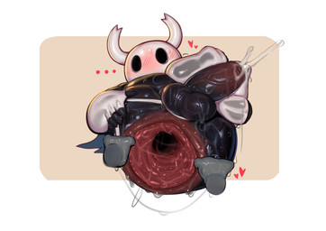 anthro anus balls blush bodily_fluids dripping duo gaping gaping_anus genital_fluids genitals humanoid_genitalia humanoid_penis hyper_gape male penis precum precum_drip solo solo_focus sweat sweatdrop vein veiny_penis cydonia_xia hollow_knight_(franchise) team_cherry the_knight_(hollow_knight) arthropod insect vessel_(species) absurd_res hi_res