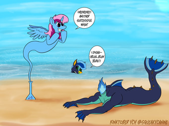 after_transformation anthro beach black_sclera blue_body blue_fire blue_hair bottle colored_fire container countershading detachable detachable_head dialogue dorsal_fin duo facial_piercing female feral fin fire flaming_neck floating genie_bottle ghost_tail grey_body grey_countershading grin hair headless horn horn_jewelry horn_ring jewelry male membrane_(anatomy) mermaid_tail modular multicolored_hair nose_piercing nose_ring outside piercing pink_hair purple_body purple_eyes ring_(jewelry) ring_piercing sand smile speech_bubble spiked_tail spikes spikes_(anatomy) split_form spread_wings tail text two_tone_hair water webbed_hands wings yellow_eyes yellow_inner_ear squeakycanine european_mythology hasbro irish_mythology my_little_pony mythology hearth_taxel parcly_taxel chimera dullahan equid equine genie mammal marine merfolk mythological_creature mythological_equine winged_unicorn 2025 4:3 english_text hi_res