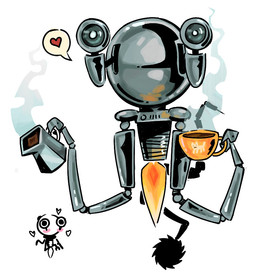 3_arms ambiguous_gender coffee_cup container cup eyestalks fire floating heart_symbol holding_coffee_cup holding_coffee_pot holding_container holding_cup holding_object machine metallic_body multi_arm multi_limb not_furry reflective_body rocket_engine silver_body simple_background solo speech_bubble steam white_background gizzymoes fallout microsoft codsworth_(fallout) mister_handy_(fallout) robot english_description male_(lore)