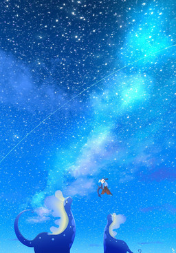 ambiguous_gender antennae_(anatomy) aurora_(phenomenon) blue_body blue_eyes eyes_closed feral group looking_up multicolored_body sky star starry_sky tail trio two_tone_body natu_a0z0ra nintendo pokemon aurorus eternal_flower_floette floette fossil_pokemon generation_6_pokemon humanoid pokemon_(species) 2025 hi_res signature
