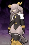absolute_territory anthro antlers armor armwear black_armwear black_clothing black_elbow_gloves black_fingerless_gloves black_gloves black_handwear black_leotard black_outline blue_gem bracelet bulge clothed clothed_anthro clothed_male clothing elbow_gloves femboy fingerless_gloves floppy_ears fur gem gloves glowing glowing_eyes greaves grey_body grey_fur grey_hair hair handwear heterochromia horn jewelry leotard long_ears lop_ears low-angle_view low_poly male male_anthro neutral_expression night one_eye_closed outline skinny_anthro skinny_male sky sky_background solo standing star starry_sky tail tail_tuft thick_outline tuft white_capelet wide_hipped_anthro wide_hipped_male yellow_antlers yellow_eyes sybilregal pseudoregalia sylas_(dizzyspellss) bovid caprine goat lagomorph leporid mammal rabbit 2025 3d_(artwork) absurd_res digital_media_(artwork) hi_res portrait signature three-quarter_portrait watermark