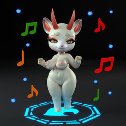 anthro areola big_breasts black_background breasts dipstick_ears ear_markings eyebrows eyelashes eyeshadow feet female front_view fur genitals gradient_background grey_background grey_body grey_fur hooves horn looking_at_viewer makeup multicolored_ears musical_note musical_symbol navel nipples nude pink_areola pink_nipples pink_nose red_eyeshadow red_horn simple_background smile solo symbol thick_eyebrows thick_thighs vulva white_body white_fur wide_hips yellow_body yellow_eyes yellow_fur yellow_hooves general_buta animal_crossing nintendo shino_(animal_crossing) deer mammal 1:1 3d_(artwork) digital_media_(artwork)
