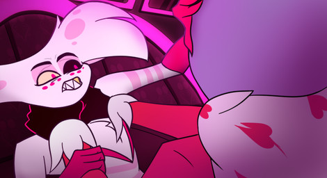 anthro asphyxiation choking duo male parody mrflamist third-party_edit hazbin_hotel hellaverse the_last_of_us_part_ii angel_dust valentino_(hazbin_hotel) arachnid arthropod humanoid insect lepidopteran moth spider meme