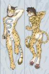 animal_genitalia anthro balls beverage_can butt countershading dakimakura genitals looking_at_viewer male paws penis sheath solo tattoo tenecayr_(artist) nekojishi studio_klondike likulau clouded_leopard felid mammal pantherine 2:3 absurd_res dakimakura_design hi_res