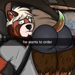 anthro car car_interior duo inside_car inside_vehicle male male/male ordering_food text vehicle knoxdex49 he_wants_to_order dexter_(knoxdex49) mammal english_text meme