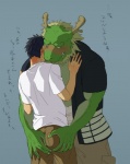 anthro beard biceps big_muscles blush chinese_dragon clothing dragon facial_hair fangs gay green_dragon grope hair hiroyuki horn human japanese_text male morenatsu muscles pants pecs scalie shirt tappei text tyokoa-npa_(artist)
Rating: Questionable
Score: 7
User: BlackBoltEX
Date: July 15, 2013