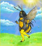 arthropod_abdomen breasts clothing cloud featureless_breasts featureless_crotch female footwear legwear non-mammal_breasts socks sun vera_(artist) arthropod bee hymenopteran insect 2009