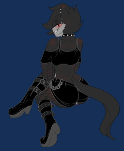 alternative_fashion anthro boots clothed clothing collar crop_top crossdressing femboy fishnet_clothing fishnet_legwear footwear goth high_heeled_boots high_heels legwear makeup male shirt shoes topwear kafiro_element felid feline mammal alpha_channel hi_res tagme