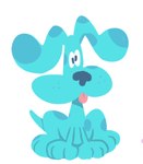 ambiguous_gender blue_body blue_ears blue_fur blue_nose blue_spots blue_tail feral floppy_ears front_view fur markings pink_tongue simple_background sitting solo spots spotted_markings tail tongue tongue_out white_background sockobocko blue's_clues nickelodeon blue_(blue's_clues) canid canine canis domestic_dog mammal full-length_portrait low_res portrait