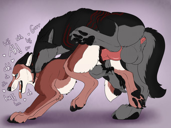 animal_genitalia animal_penis animal_vulva anus black_body black_fur black_pawpads black_vulva blue_eyes brown_body brown_fur canine_genitalia canine_penis canine_vulva doggystyle duo erection eyes_closed female female_penetrated feral feral_on_feral feral_penetrated feral_penetrating feral_penetrating_feral from_behind_position fur genitals grey_body grey_fur inaccurate_knotting intraspecies knot knotted_penis looking_pleasured male male/female male_penetrating male_penetrating_female narrowed_eyes open_mouth pawpads penetration penile penile_penetration penis penis_in_vagina red_anus red_penis sex side_view simple_background tongue tongue_out vaginal vaginal_penetration vulva white_body white_fur killthe_demon canid canine mammal hi_res