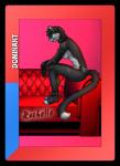 anthro border breasts butt clothing collar female fur furniture gloves hair handwear nipples nude piercing scar smile sofa solo tattoo text transparent_border catwolf fur_pile domestic_cat felid feline felis mammal 2015 alpha_channel