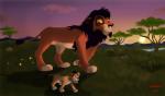 2015 alpha_rain detailed_background disney duo felid feral hi_res kito lion male mammal nuka_(the_lion_king) pantherine sunrise the_lion_king young young_feral