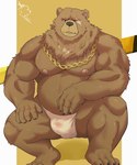 anthro asian_clothing belly biceps brown_body brown_fur bulge clothing east_asian_clothing facial_scar fundoshi fur japanese_clothing jewelry male missing_eye musclegut muscular navel necklace nipples pecs scar solo underwear hfengfffff mihoyo zenless_zone_zero ben_bigger bear mammal hi_res