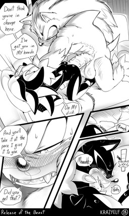abs anal anal_penetration anthro balls big_balls big_hands big_nose big_penis black_nose blush blush_lines bodily_fluids chest_tuft claws dialogue dripping duo ear_blush fangs fluffy fluffy_chest furniture genital_fluids genitals head_grab huge_balls huge_penis larger_male male male/male muscular muscular_anthro muscular_arms muscular_male penetration penile_spines penis pillow pinned pinned_head precum precum_drip quills_(anatomy) sex sharp_teeth size_difference sofa speech_bubble spiked_penis spikes spikes_(anatomy) sweat teeth text tuft vein veiny_penis krazyelf sega sonic_the_hedgehog_(series) sonic_unleashed shadow_the_hedgehog sonic_the_hedgehog sonic_the_werehog eulipotyphlan hedgehog mammal werecreature wereeulipotyphlan werehog 3:5 absurd_res comic english_text greyscale hatching_(art) hi_res monochrome shaded