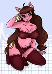 anthro clock clothing female footwear hair heart_eyes heart_pupils heart_symbol inner_ear_fluff lingerie long_hair looking_at_viewer paper_background pigtails simple_background smile socks solo tuft underwear watch anykoe hasbro my_little_pony fan_character earth_pony equid equine horse mammal pony hi_res signature