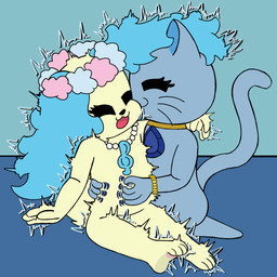 biped duo eyes_closed female female/female inside nude nuzzling simple_background sitting tickling tickling_belly tickling_sides ticklebunny jewelpet sanrio sega sega_fave lapis_(jewelpet) sapphie_(jewelpet) canid canine canis domestic_cat domestic_dog felid feline felis mammal 1:1 hi_res