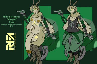 antennae_(anatomy) anthro balls big_balls big_penis bionic_eye bionics breasts choker clothing cybernetic_arm cybernetic_eye cybernetic_limb cybernetics genitals glans hair huge_balls huge_penis humanoid_genitalia humanoid_penis jewelry jumpsuit machine male moobs necklace nipples penis ponytail scar shirt sitting_on_vehicle small_breasts solo tank_top topwear wings rysetheclone nimia_ticogrix arthropod insect lepidopteran moth 3:2 absurd_res hi_res