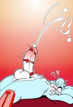 anthro balls big_penis blue_body blue_fur blush bodily_fluids cum egg_vibrator exclamation_point fur genital_fluids genitals interrobang male multiple_vibrators open_mouth orgasm penile penis question_mark red_background sex_toy simple_background solo vibrator vibrator_on_penis white_balls white_body white_fur white_penis hope_brielle hope_brielle_(character) canid canine fox hybrid lagomorph leporid mammal rabbit 2019 hi_res